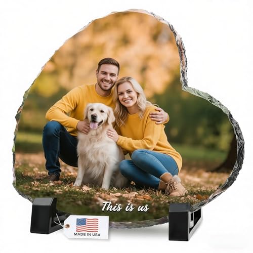 ALBK Custom Picture Frame with Text - Personalized Gifts, Custom Rock Stone Slate Frame, Gifts for Womem Men Mom Dad, Gifts for Valentines Day Birthday Christmas Thanksgiving Xmas Mothers Fathers Day