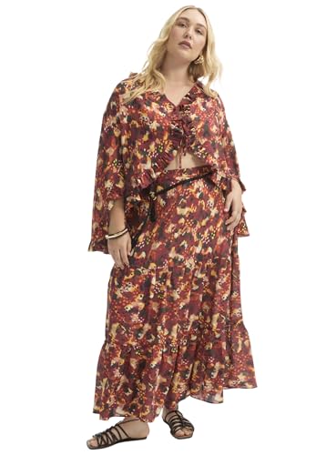 Women's Plus Size Tiered Printed Maxi Skirt