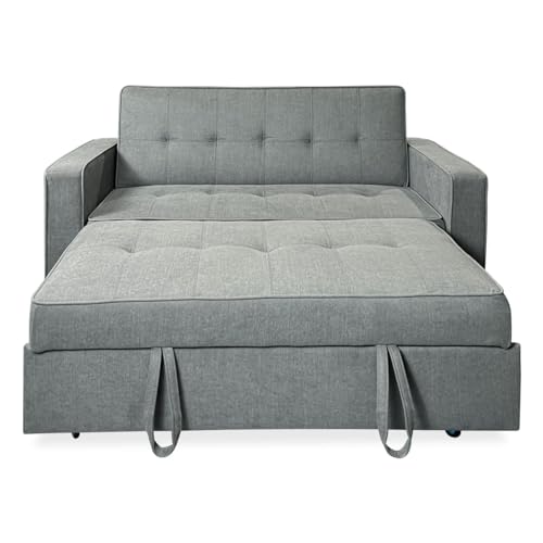 Sofá cama de 2 plazas de diseño moderno Volga gris con reposabrazos cómodos 7