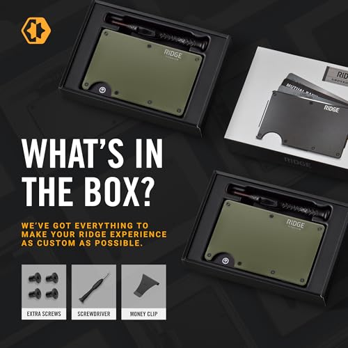 Ridge Wallet for Men - Slim Minimalist Compact Wallet and Card Holder, RFID Protected Front Pocket Wallets for Men with Integrated Money Clip (Matte Olive Titanium)4