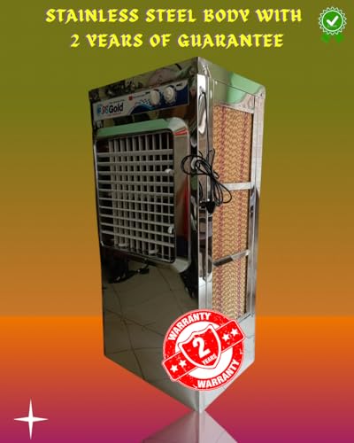 Image of PS Gold Steel Cooler With 67 Litre Water Tank | Steel Body with Mirror Polish, Automatic Water Filling System | Copper Motor 2 Years Warranty Air Cooler for Home and Office