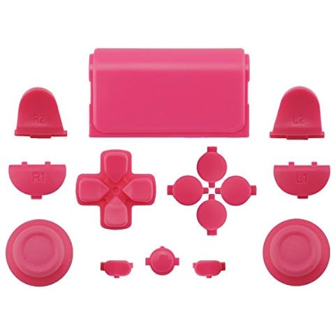 WPS Touch Pad Thumbsticks Dpad Home Full Buttons Set Replacement Parts for PS4 Playstation 4 Dualshock 4 Controller Shell (for GEN 1 Controllers) (Pink) Cover