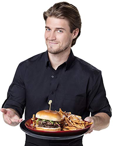 Luxe Microfiber Mens Regular Fit Dress Shirt Rollup Or Long Sleeve Button Down Collar Pocket - Style Max Black, Large, Long Sleeve #TOP5