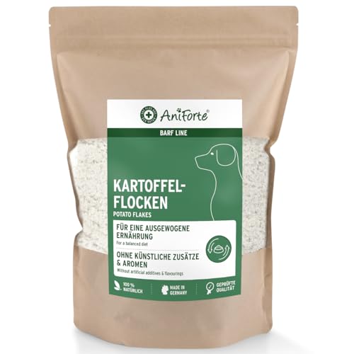 AniForte Barf Zusatz Hund Kartoffelflocken 1kg – Naturprodukt, Barf Hundefutter, getreidefrei, glutenfrei, Flocken für Hunde ohne künstliche Zusätze, Natur Hundeflocken, Kartoffelflocken für Hunde