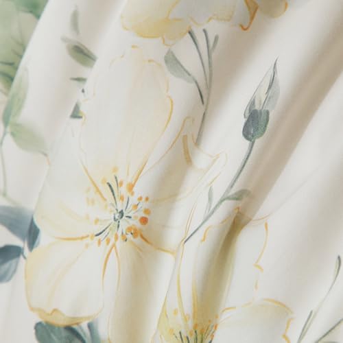 Image of VM VOUGEMARKET Sateen Cotton Duvet Cover Set King, Vintage Magnolia Flower