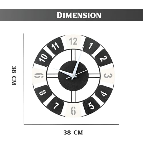 Image of Metal Analog Dual Tone Wall Clock for Living Room Bedroom, Office & Hall | 38 X 38 CM | Stylish Modern Home Decor Wall Clock | Battery Operated | Contemporary Round Design | Black & White