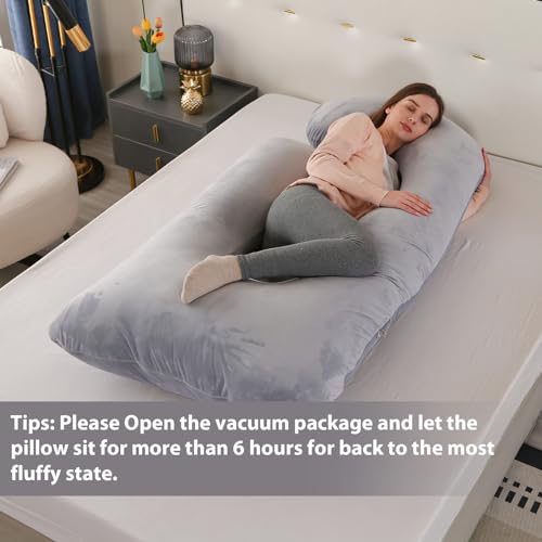 Image of Victostar Pregnancy Pillow,57 inches U Shaped Maternity Pillow with Removable Cover Full Body Pillow Support for Back, HIPS, Legs, Belly