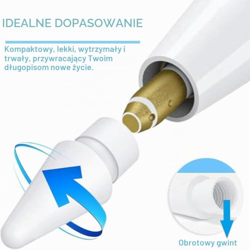 WeddHuis 4 szt. Końcówki do Apple Pencil, Magnetyczna osłona iPencil, adapter do ładowania, silikonowe etui ochronne, silikonowy uchwyt na długopis, nasadka na nadgarstek, (biały)