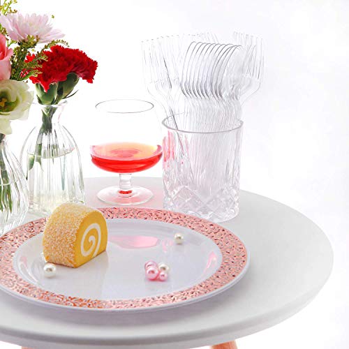 Supernal Plastic Silverware 400Pcs Disposable Clear Plastic Silverware Crystal Plastic Cutery Plastic Forks And Spoons 200 Forks And 200 Spoons Supernal thumb #5
