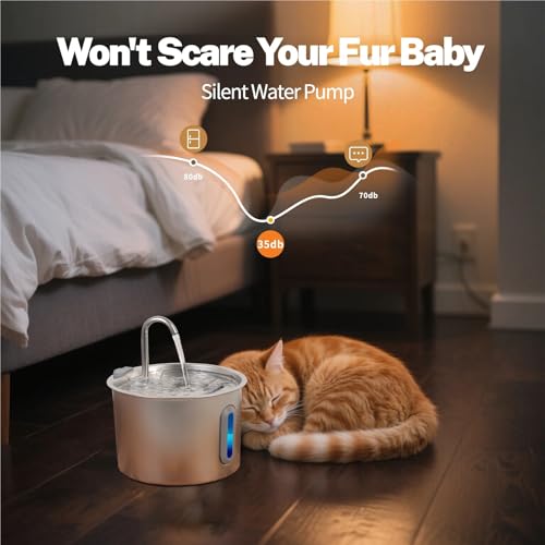 Fuente de agua para gatos acero inoxidable 2.2L miniatura 3