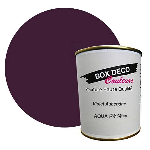 BOX DECO COULEURS Peinture meuble cuisine et salle de bain à base de laque polyuréthane mono-composante aspect satin Aqua PU MONO - 750 ml / 7.5m², Violet...