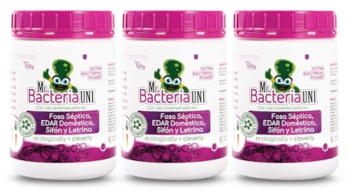 Mr. Bacteria UNI Activador y limpiador de bacterias para sus tanques sépticos, plantas de tratamiento de aguas residuales, sistemas de aguas residuales, limpiadores de tuberías, letrinas y baños secos