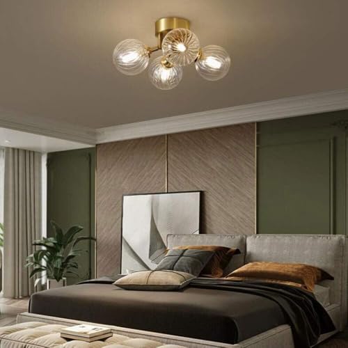 Plafonnier CFWSHJ en cuivre de 33 cm lustre postmoderne pour chambre et couloir