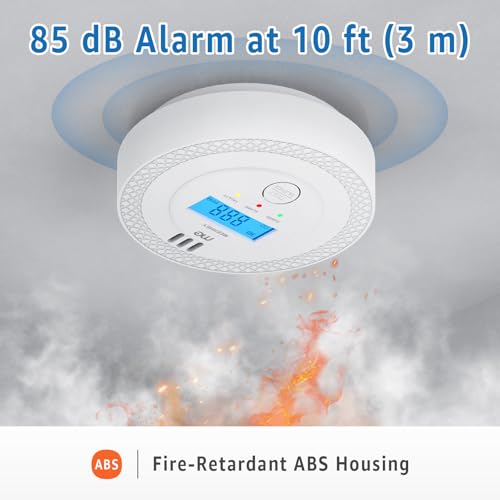 Carbon Monoxide Detector, Carbon Monoxide Alarm, CO Alarm with Digital Display and Test Button, CO Detector Monitor with Replaceable Battery, Ten Years Alarm Sensor Life, AA Battery Powered White - Image 3