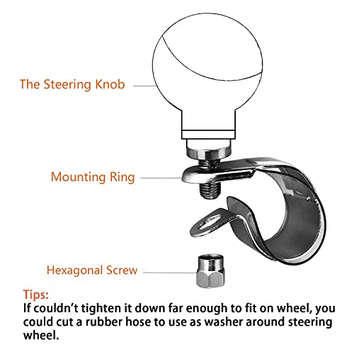 Arenbel Dice Style Steering Wheel Suicide Knob, Car Spinner Booster Turning Assist Handle Fit Most Vehicles Trucks Boats, Silver #TOP3