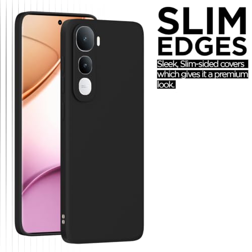 Image of Outlouders Back Cover for Vivo Y400 Pro 5G | Camera Protection | Durable Soft Matte Silicone Bumper Case (Black)