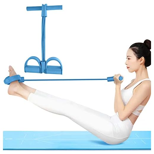 Multi-Function Tension Rope–4 Tube Resistance Bands with Handles–Sit Up Exercise Equipment Home Gym Tummy Trainer for Men Women(Blue)