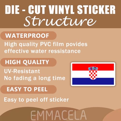 Image of (3pcs) Croatia Flag Sticker - Croatian Stickers Waterproof Vinyl Decals For Laptops, Tumblers, Water Bottles, Car, Helmet, Scrapbooks, Size 3 x 1.7