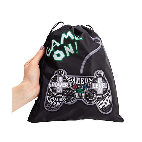 Juvale Geschenktaschen mit Kordelzug (Set, 12 Stück) - Game On! und Spielkonsolen-Design, Einseitig Bedruckt - Ideal für… – Bild 4