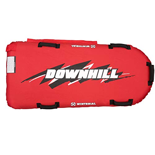 Winterial Downhill Inflatable Snow Sled - 1-2 Person Double Snow Sled with Durable Puncture Resistant Cover for Kids & Adults Sledding (Red)