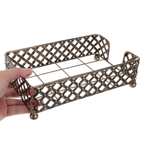Dispensador de papel rectangular vintage Amosfun de hierro para baño 5