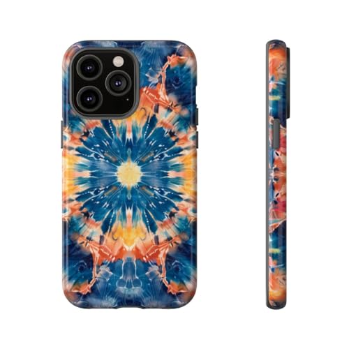Coque iPhone 14 Pro Max résistante brillante protection mandala bleu