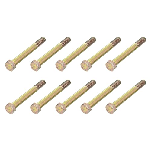 Image of METALLIXITY Hex Bolts (5 /8-11x7) 10Pcs, Carbon Steel Zinc Plated Partial Threaded, Coarse Thread UNC Hex Head Screw Bolt - for Furniture Repair, Yellow