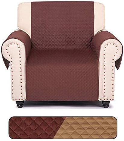 LAZY CALA LIFE Chair Sofa Slipcovers, Reversible Couch Slipcover Furniture Protector with Elastic Straps,Cover Perfect for Pets and Kids,Machine Washable(Chair:Chocolate/Camel)