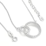 Anhänger durchmesser :17 mm Silberkette Kreis Karma Sterlingsilber Zirkonia Kette Anhänger Silber Circle Necklace #1328