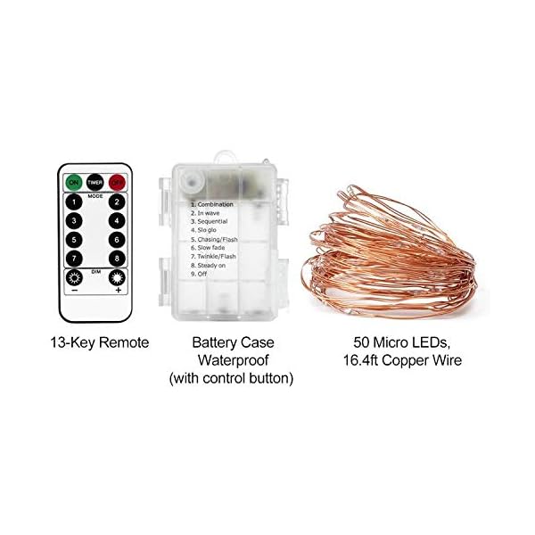 YIHONG Lichterkette, batteriebetrieben, mit Fernbedienung, 2 Sets Orange – Bild 8