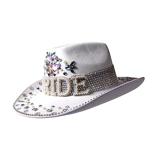 Chapeau de cowgirl western pour mariée incrusté de strass scintillants