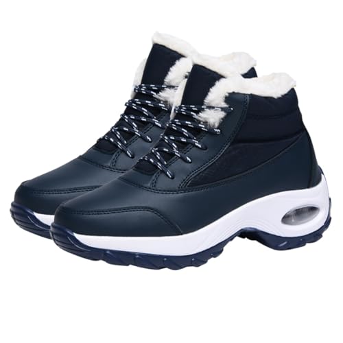 VALICLUD Botas de Nieve para Mujer Cámara de Aire Incrementada Forro de Felpa Cálido Diseño Antideslizante Color Azul Talla 36 Botas de Invierno Medias para Clima Frío