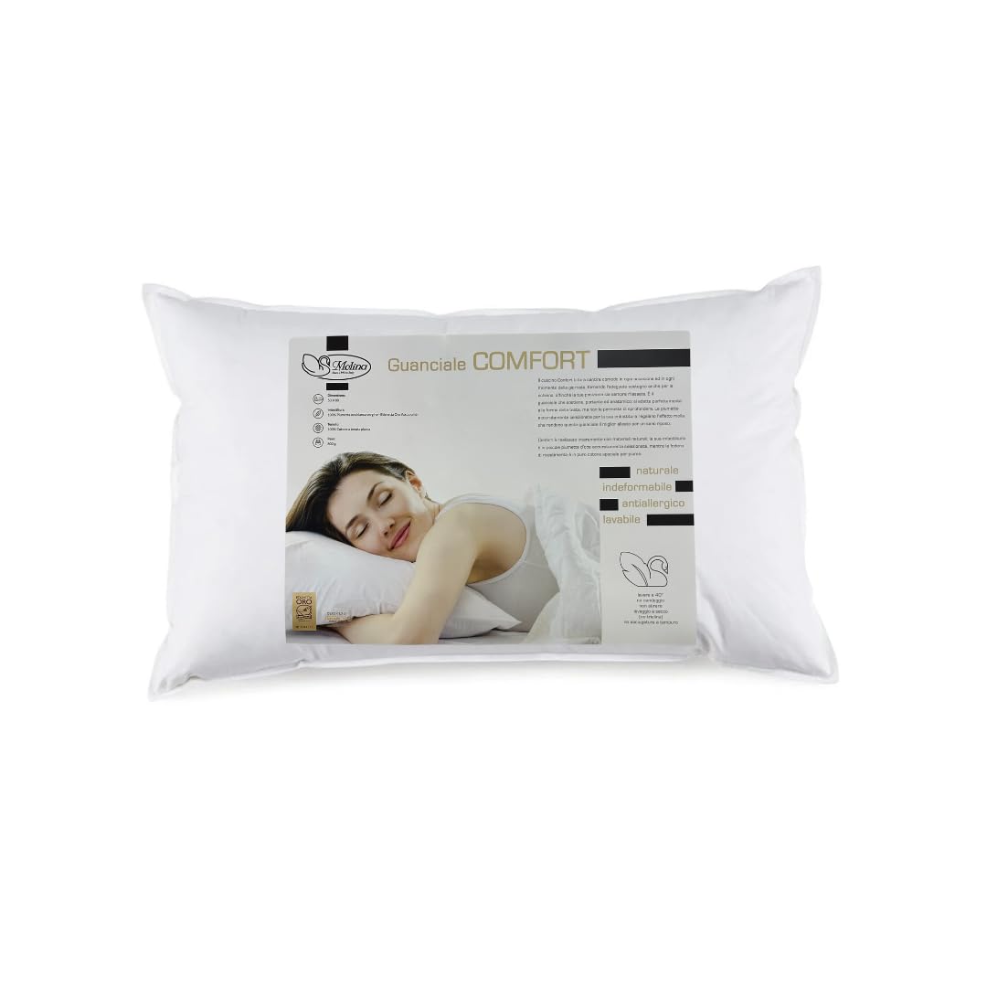Guanciale In Piuma D'Oca Falconieri 50x80 Cm – 100% Piumetta Vergine, Federa Cotone, Etichetta Oro Assopiuma, Prodotto In Italia