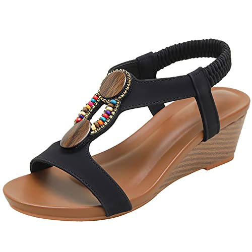 Sandales femme à talon compensé avec semelle amortissante pour marcher sans fatigue