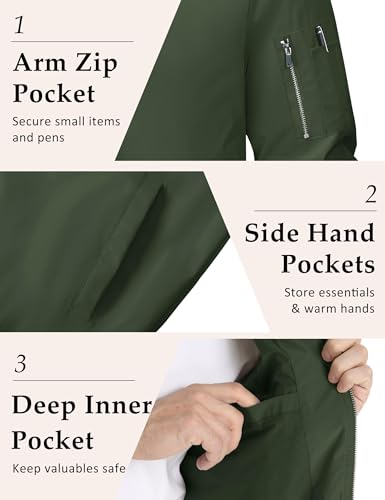 Image of MAGCOMSEN Men's Jacket Lightweight Windbreaker Bomber Jacket Windproof Casual Jacket Zip Up Coats Outwear with 5 Pockets