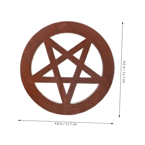 Altar azulejo pagano de madera PRETYZOOM con símbolo de pentagrama y soporte de tarot 3