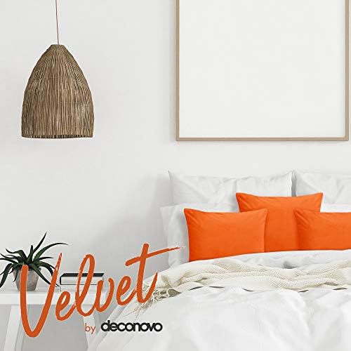 Deconovo Set of 2 Cushion Protectors Crushed Velvet Cushion Covers 40cm x 40cm 16x16 Inches Throw Pillow Cases Cushion Covers for Girls with Invisible Zipper Orange