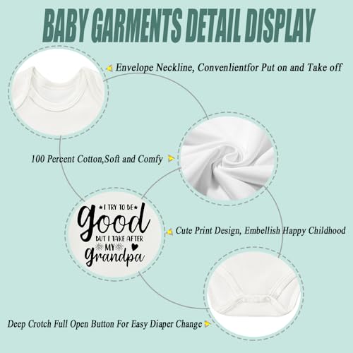 I Try to Be Good But I Take After My Grandpa Bodysuits, Honest Baby Clothing, Newborn Clothes Baby Girl Jumpsuits3