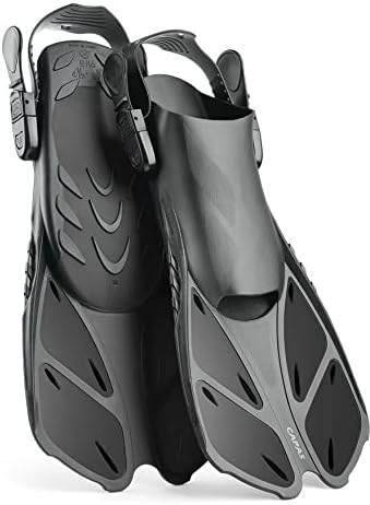 CAPAS Snorkel Fins, Swim Fins Travel Size Short Adjustable for Snorkeling Diving Adult Men Women Kids Open Heel Swimming Flippers