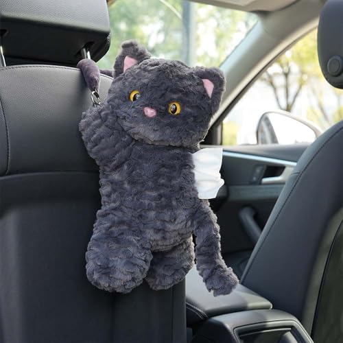 WASTROYAL Cute Cat Car Tissue Holder Plush Kitten