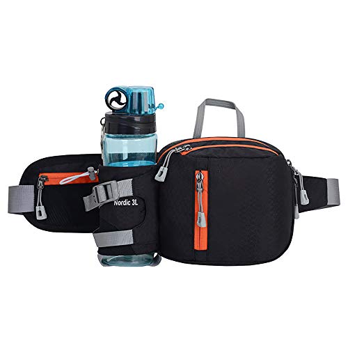 SNAWEN Sac de Course Ceinture Ceinture de Ceinture de Gymnase en Plein air Gym Plein air Sport Bouteille d'eau Pochette Chaise à la Taille Paquet équitation Cyclisme,Noir Cover