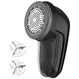 Valleycomfy Lint Remover Sweater Fabric Shaver - Battery Operated,Lint Fuzz Pills Remover, Clothes Defuzzer with 2 Replaceable, Adjustable 3D Suspension Blades, 2 Speeds(Black)