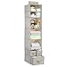 mDesign Fabric Over Closet Rod Hanging Storage Organizer with 7 Open Cube Shelves and 3 Removable Drawers for Bedroom, Nursery, Closet - Holds Clothes, Diapers - Spira Collection -Taupe/Natural