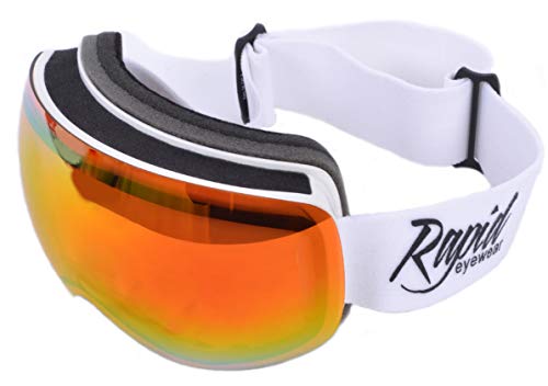 Rapid Eyewear Apex Gafas para ESQUÍ Y Snowboard para Hombres y Mujeres Blancos con Sistema de Lentes de Doble Capa antiempañamiento. Protección Anti reflejante UV400