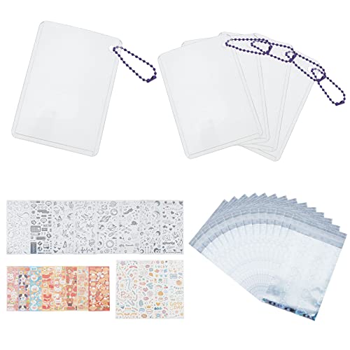 Porte-clés pour cartes photo 10x7cm avec pochette holographique et autocollant Kpop