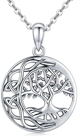 Tree of Life Cat Animal Necklace for Women, Sterling Silver Abalone Shell/Mother of Pearl Family Tree Pendant Necklace with Owl Jewelry Gifts, for Animal Lover