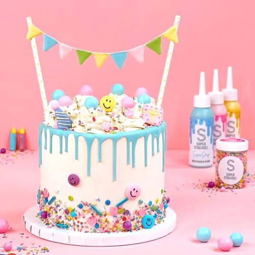 Super Streusel SuperDrip PastellSet 6x130g Flaschen | Vanille Schoko Geschmack | Drip Glasur für Kuchen Torten Plätzchen Muffins und co. | Drip Cake Glasur | Super Drip Cake Set