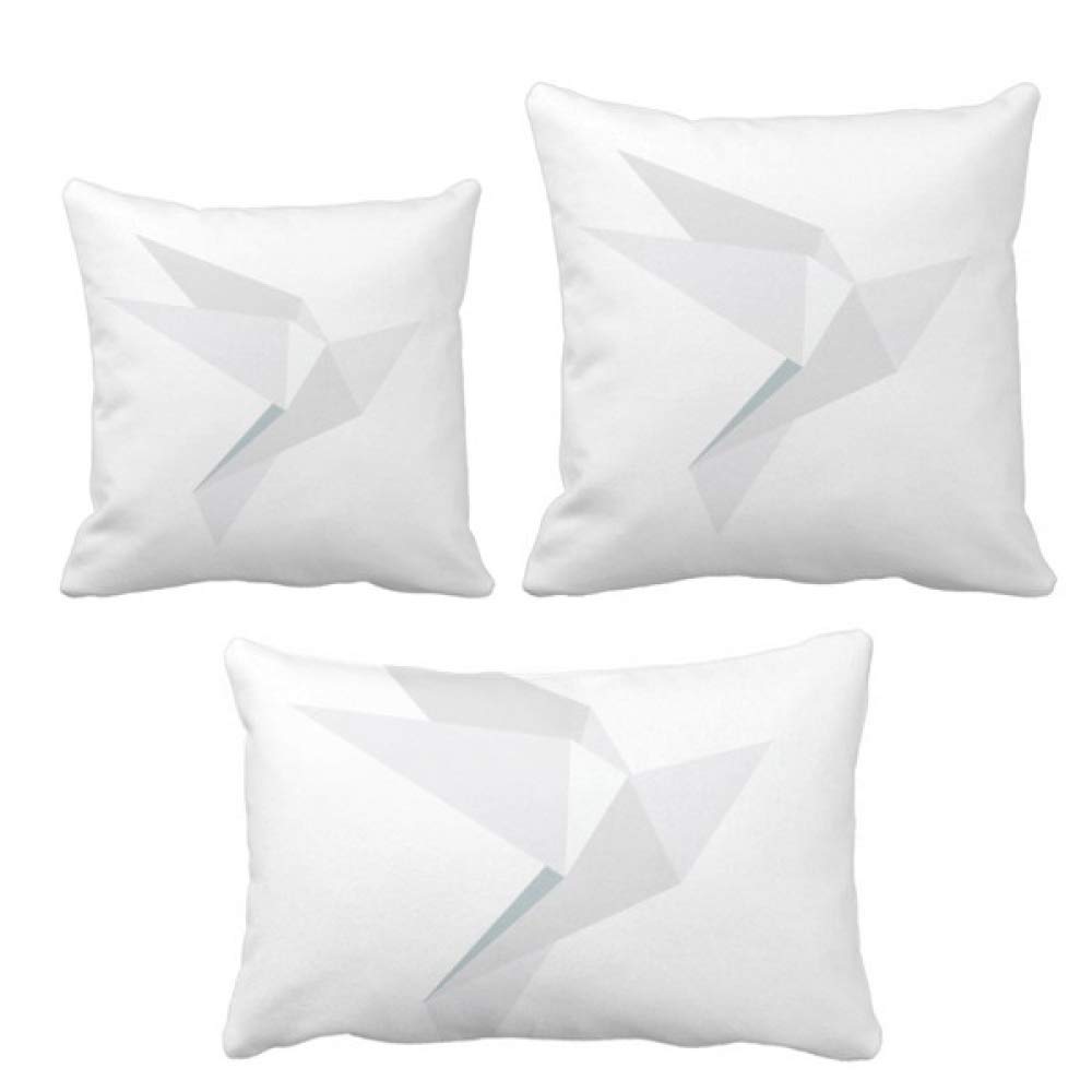 Housse de coussin blanche pigeon origami design abstrait