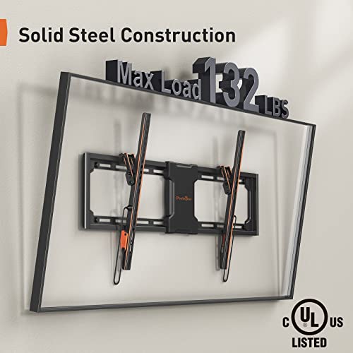 Perlegear Ul-Listed Tilting Tv Wall Mount For Most 37-75 Inch Tvs Up To 132 Lbs, Low Profile Tilt Tv Mount Wall Bracket For Flat Or Curved Tvs, Fits 24”/18”/16” Studs, Max Vesa 600X400Mm, Pglt2 #TOP1