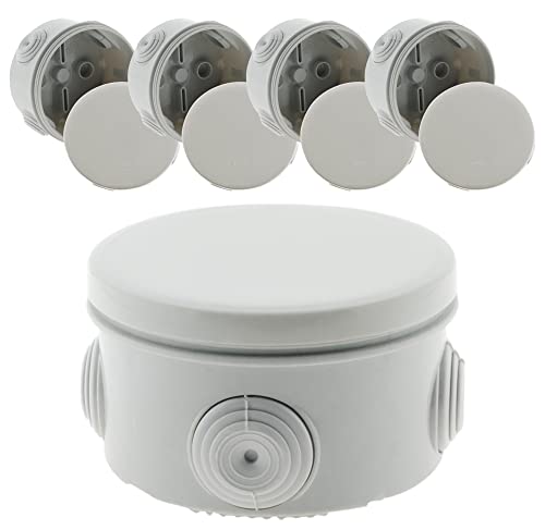 No_name - Lot de 5 boîtes étanches IP55 Ø80 Prof. 45mm - Résistant à l'eau - Métal - Inclus : 5 boîtes étanches